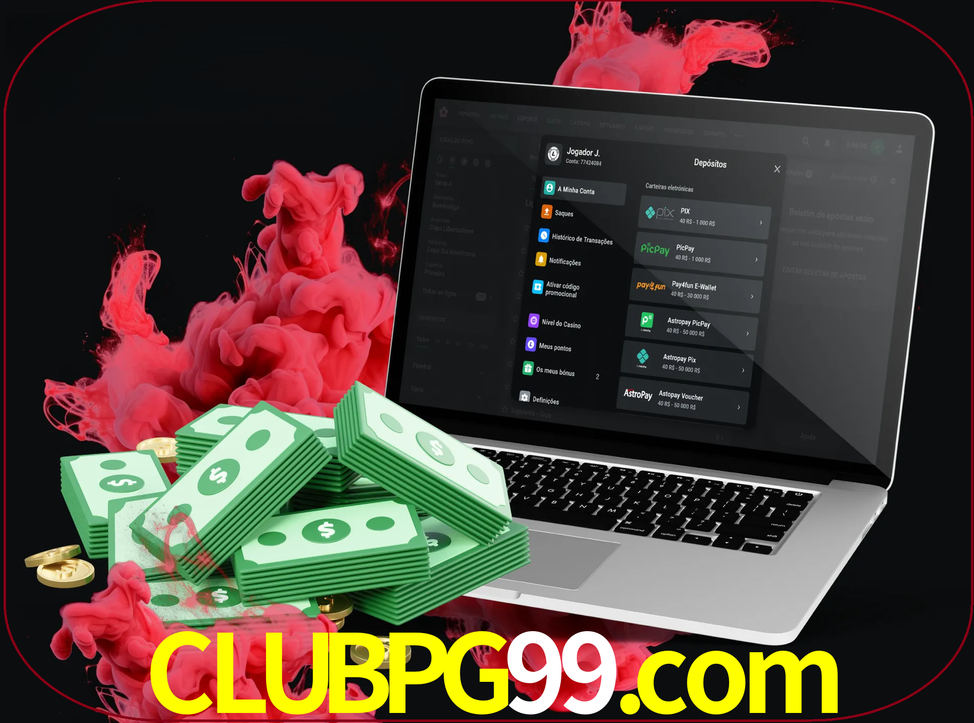 Para efetuar um depósito na sua conta clubpg99, basta escolher o método de depósito e especificar o montante.