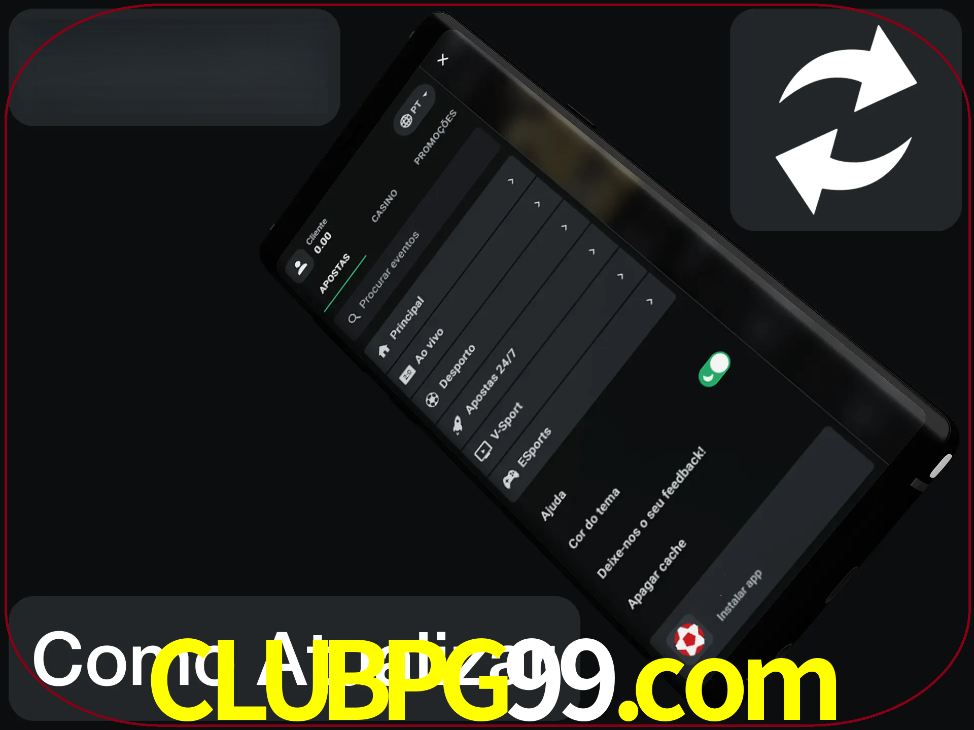 O aplicativo é atualizado automaticamente quando você faz o login.