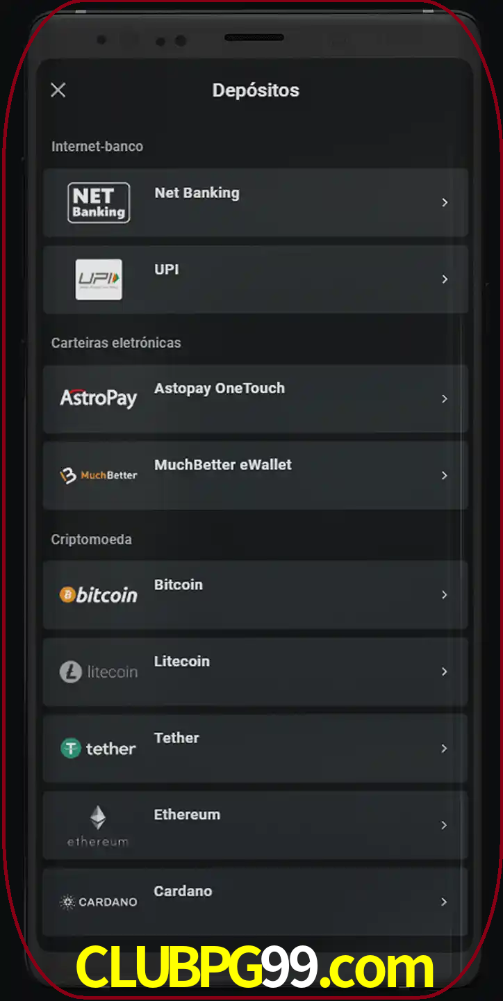 Você pode usar métodos alternativos de depósito.