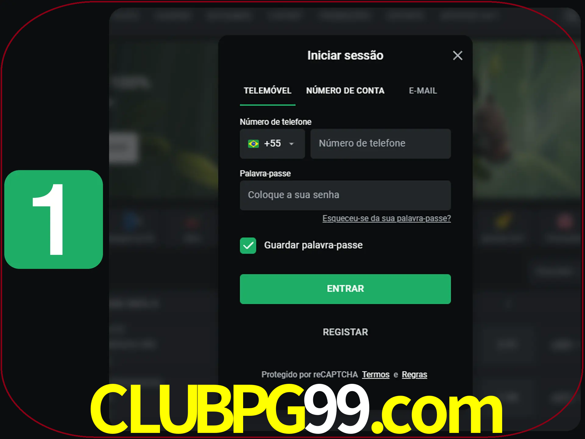 Clique no botão Entrar.